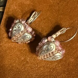 Brighton Silver and Pink Heart Earrings